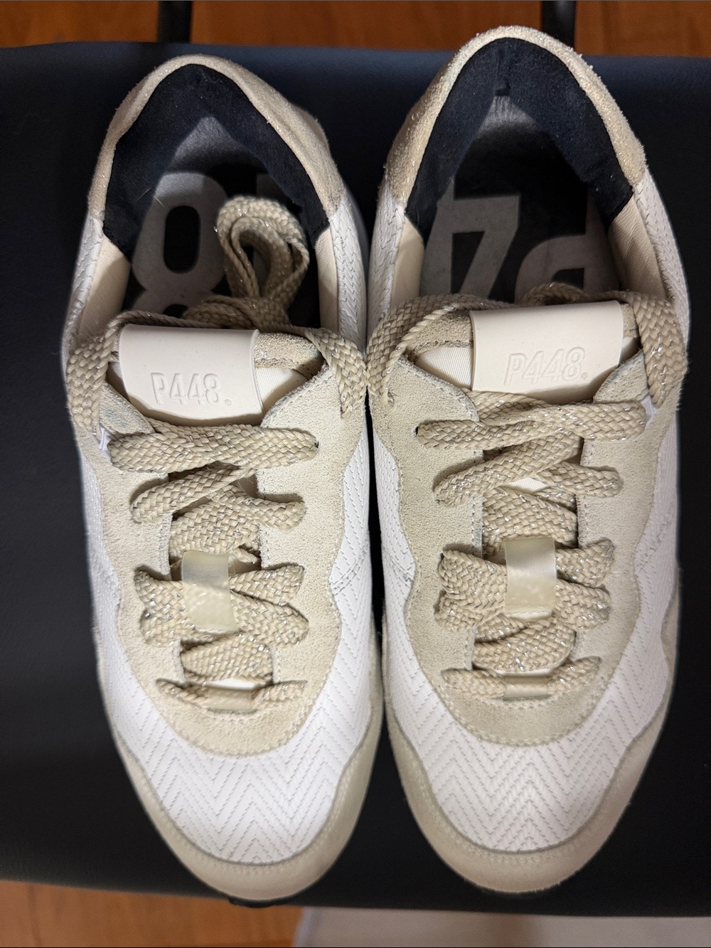 P448 Women’s Beige and White Low-Top Sneakers 39 (Size 9)